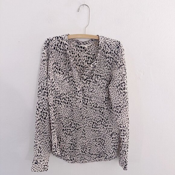 Rebecca Taylor Animal Print Long Sleeve Blouse Work Business Top Silk - Picture 2 of 6
